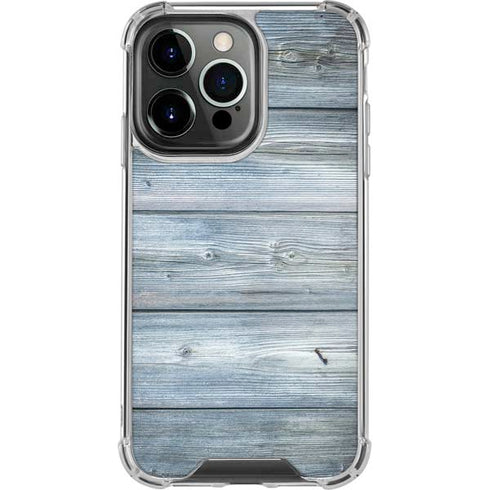Weathered Blue Wood iPhone 15 Pro Clear Case